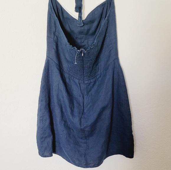 💙Reformation Navy and white halter linen dress Sz 6 - Picture 13 of 16